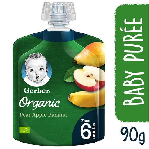 GERBER ORGANIC PEAR APPLE BANANA 90 GM 