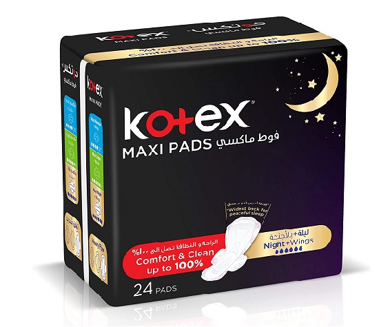 KOTEX MAXI NIGHT+ WINGS 6 X 24 PADS