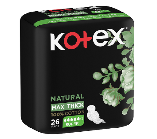 KOTEX NATURAL  MAXI COTTON  SUPER  6 X26 