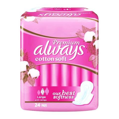 Always Sanitary Napkin Total Protection Large With Wings 24 Pad 1 Pack