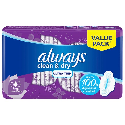 Always Sanitary Napkin Ultra Large With Wings 16 Pieces