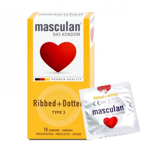 MASCULAN RIBBED + DOTTED 10 CONDOMS