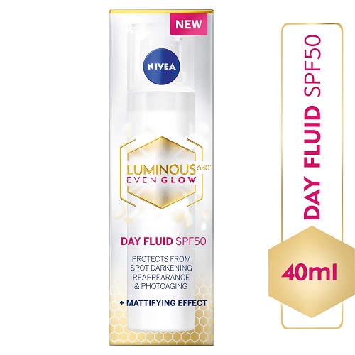 NIVEA  LUMINOUS EVEN GLOW DAY FLUID CREAM 40 ML 