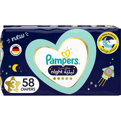 PAMPERS PREMIUM NO 3 MEDIUM NIGHT 2 X 58